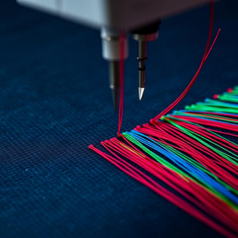 Bunte Stickgarne auf dunklem Stoff